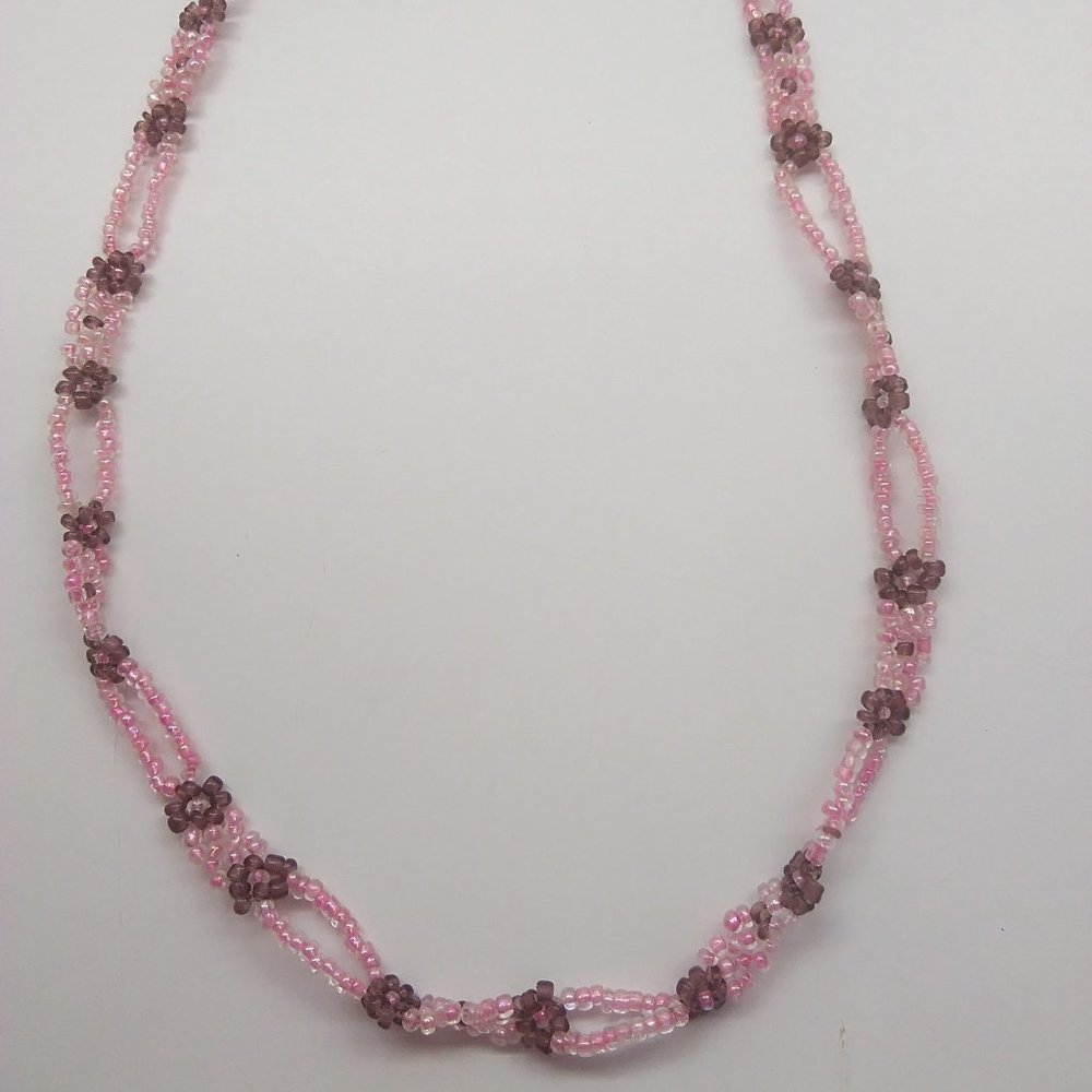 Pink and Brown Bead Necklace